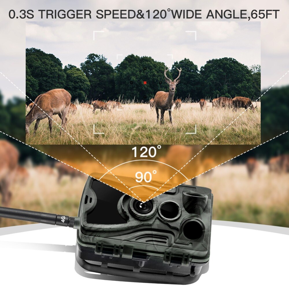 FTP SMTP 4G MMS Email 20MP Hunting Trail Camera HC801LTE Wireless SMS Cellular Mobile Wildlife Cameras 0.3S Trigger