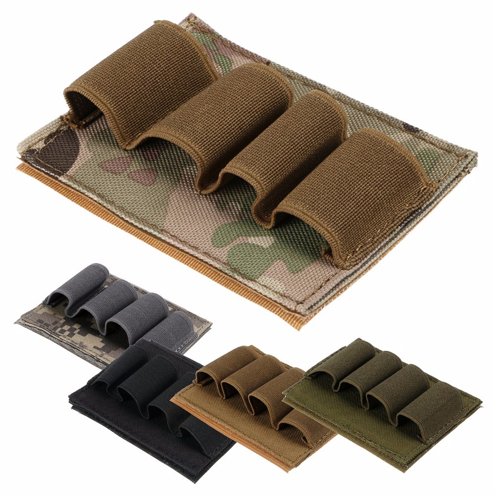 Tactical Buttstock4 Rounds Holder Shotgun Shell Cartridges Bag for 12 Gauge