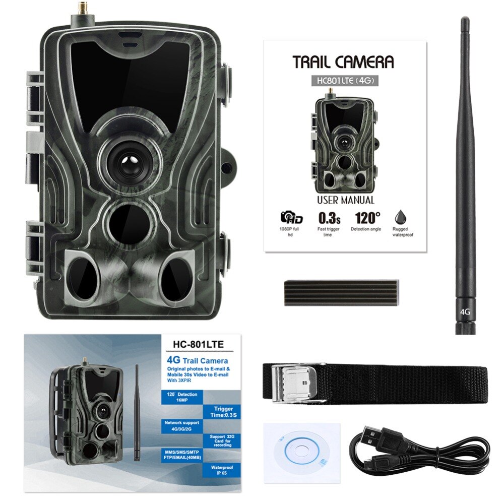 FTP SMTP 4G MMS Email 20MP Hunting Trail Camera HC801LTE Wireless SMS Cellular Mobile Wildlife Cameras 0.3S Trigger