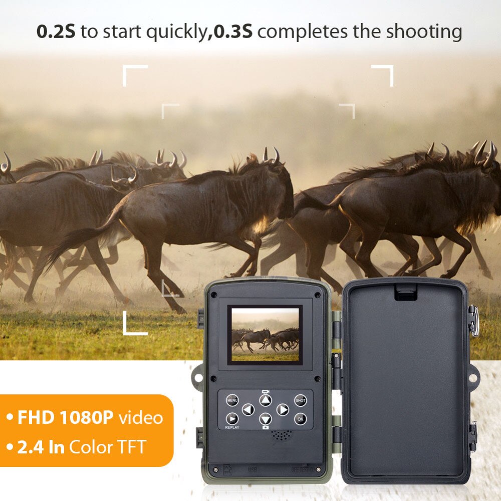 Hunting Trail Camera 24MP 1080P Night Vision iP65 Waterproof 850nm Wild Cameras Photo Traps HC801A  Wildlife Cam Surveillance