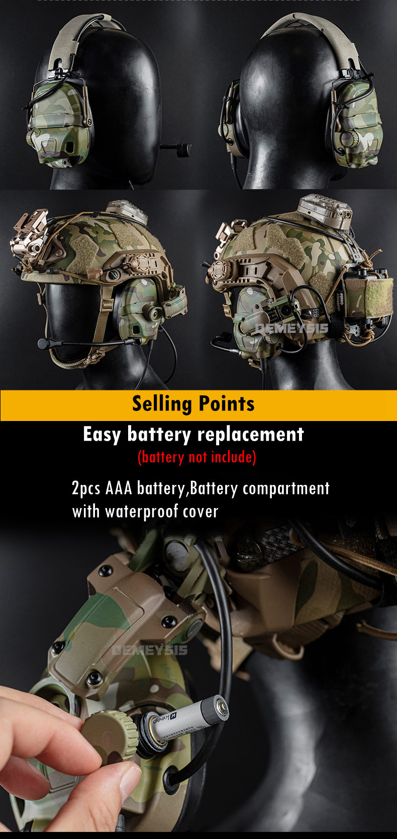Shooting Noise Reduction Headset Sound Pickup CS Tactical Communication Headsets with Helmet Adapter Head Mounted Headphone