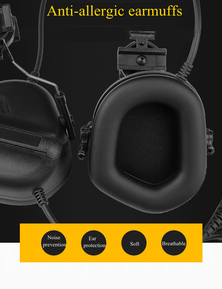 Tactical Headsets Sound Pickup Noise Reduction Shooting Headset CS Wargame Helmet Headset Hunting Protective Headphone