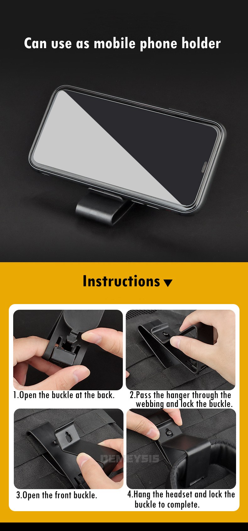 Army Shooting Headphone Bracket Hanger Outdoor Military Tactical Combat Headset Belt Hanger Portable Mobile Phone Holder