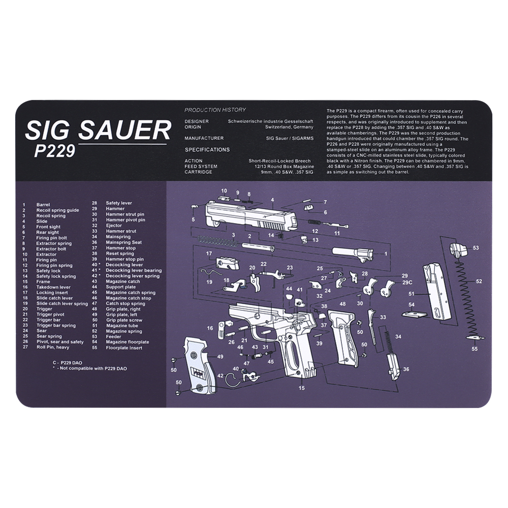 P226 P229 XD 1911 Glock Gun Cleaning Rubber Mat 17″x11″