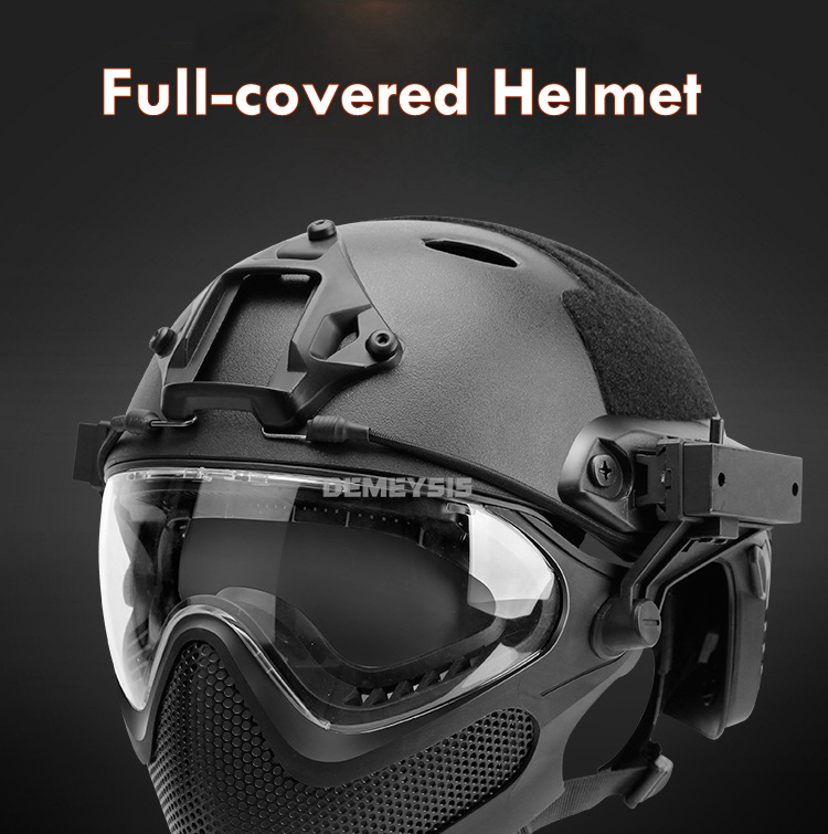 Outdoor Airsoft Paintball Helmet with Goggles FAST PJ Helmets CS Game Full Face Protection