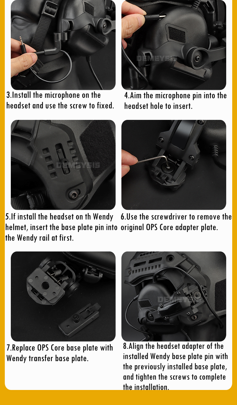 Outdoor Hunting Headset Communication Shooting CS Tactical Combat Headphone for OPS Core ARC and Wendy M-LOK Helmet Rails