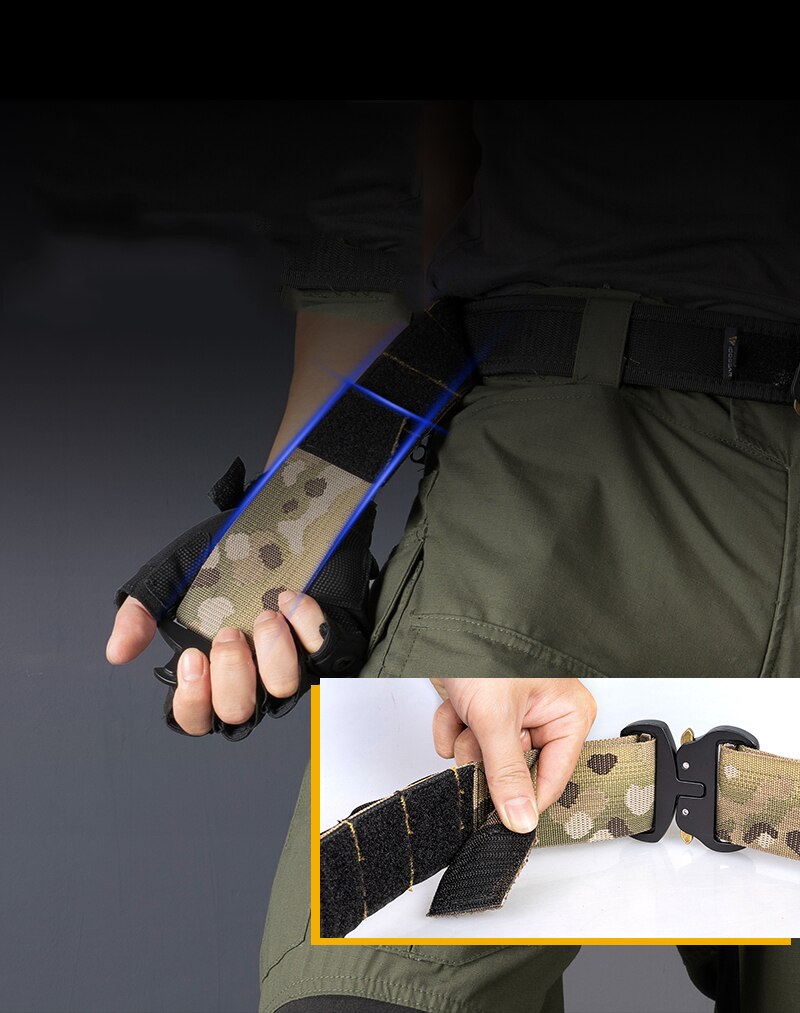 2 Inch Tactical Belt, Metal Buckle, Canvas Tactical One-Piece Girdle for Outdoor Hunting