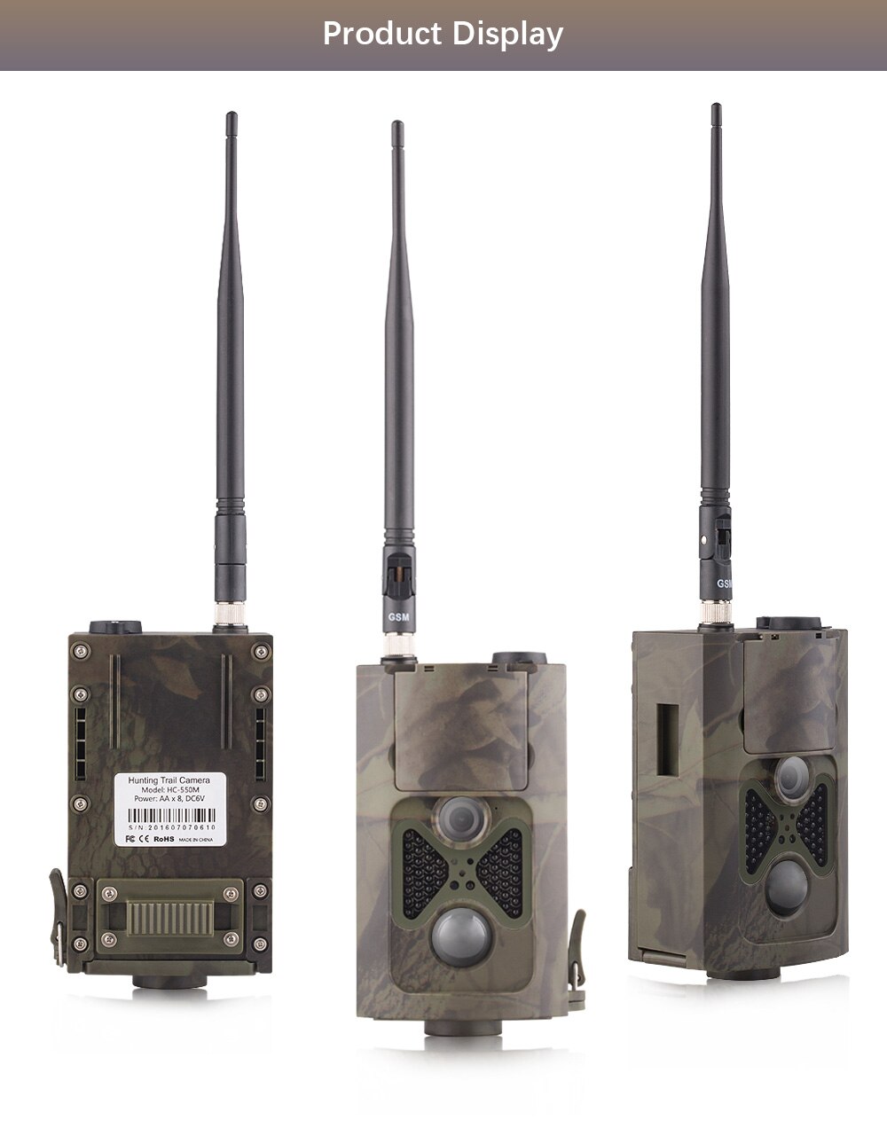 2G SMS SMTP Trail Camera Photo Traps Cellular Mobile Hunting Wildlife Cameras HC550M Wireless Surveillance Cams