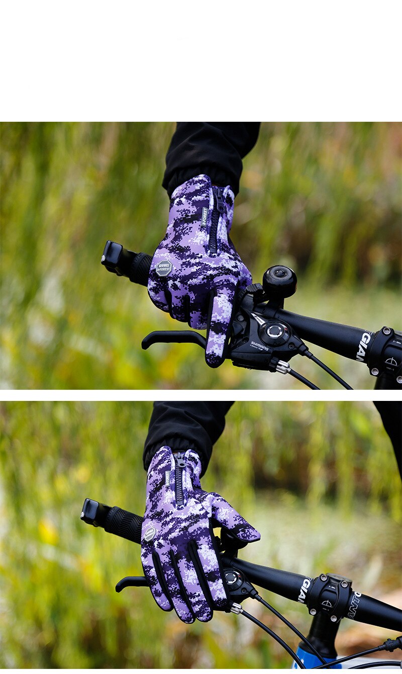 wholesale Outdoor Winter Cycling Touch Screen Camouflage Gloves Men Women Fleece Windproof And Warm Sports Gloves For Hiking