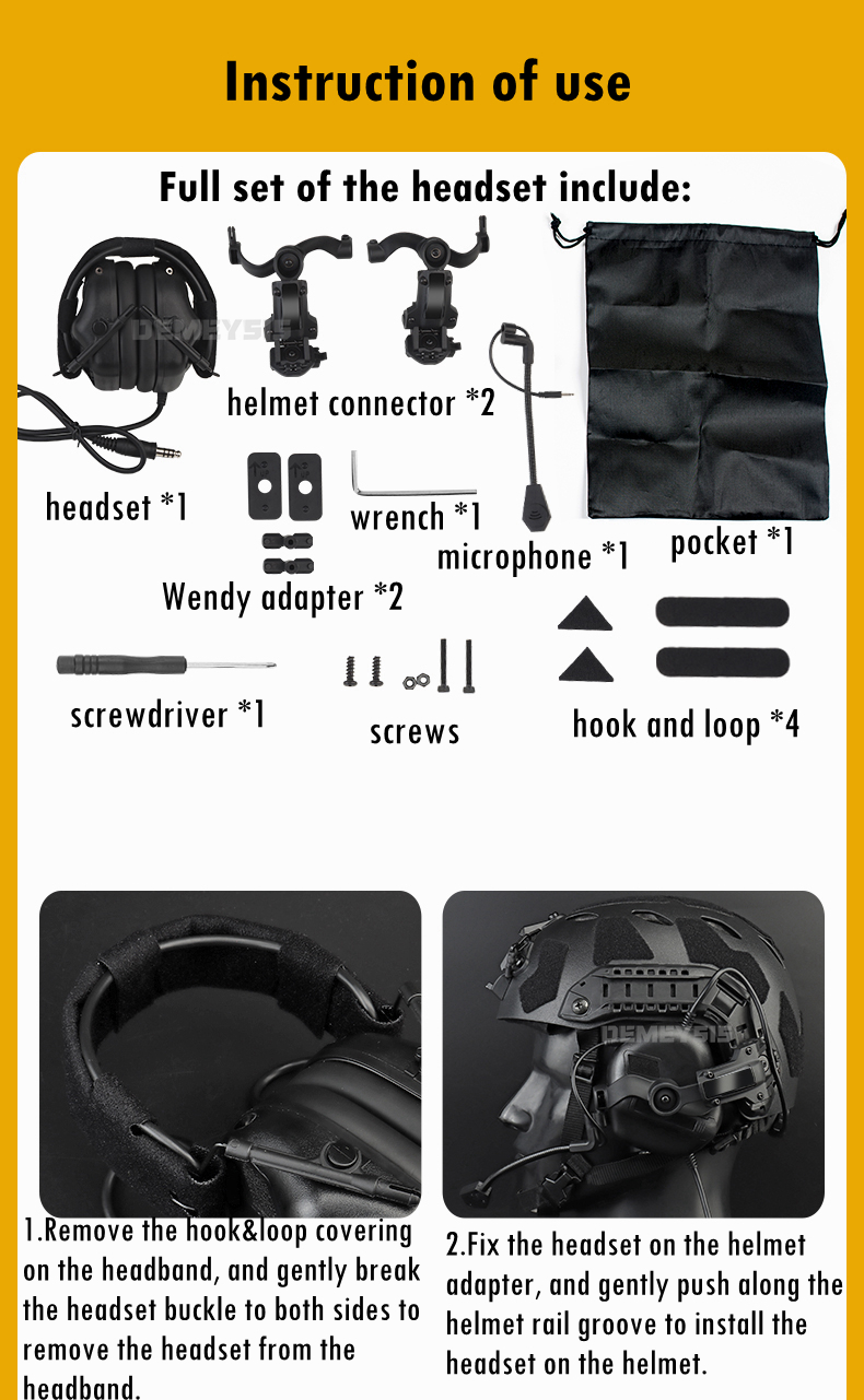 Outdoor Hunting Headset Communication Shooting CS Tactical Combat Headphone for OPS Core ARC and Wendy M-LOK Helmet Rails