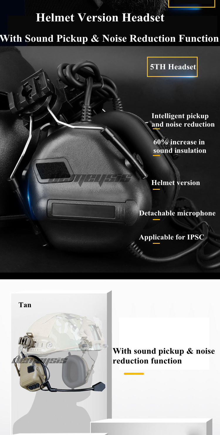 Tactical Headsets Sound Pickup Noise Reduction Shooting Headset CS Wargame Helmet Headset Hunting Protective Headphone
