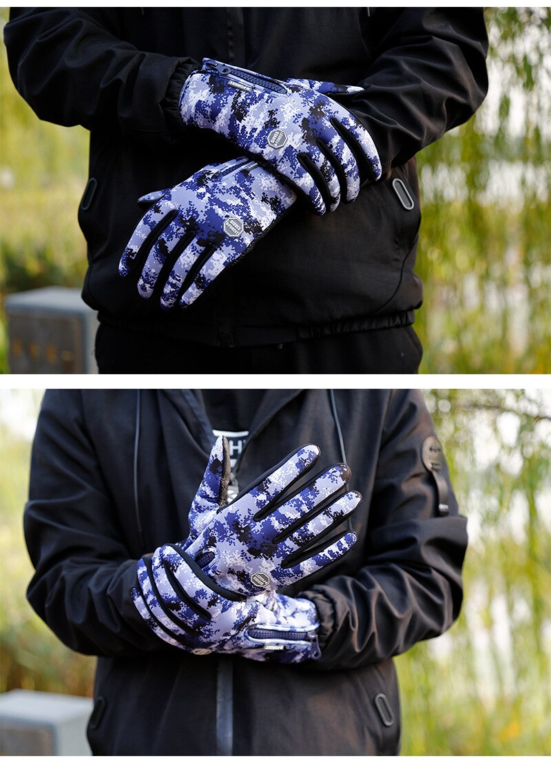 wholesale Outdoor Winter Cycling Touch Screen Camouflage Gloves Men Women Fleece Windproof And Warm Sports Gloves For Hiking