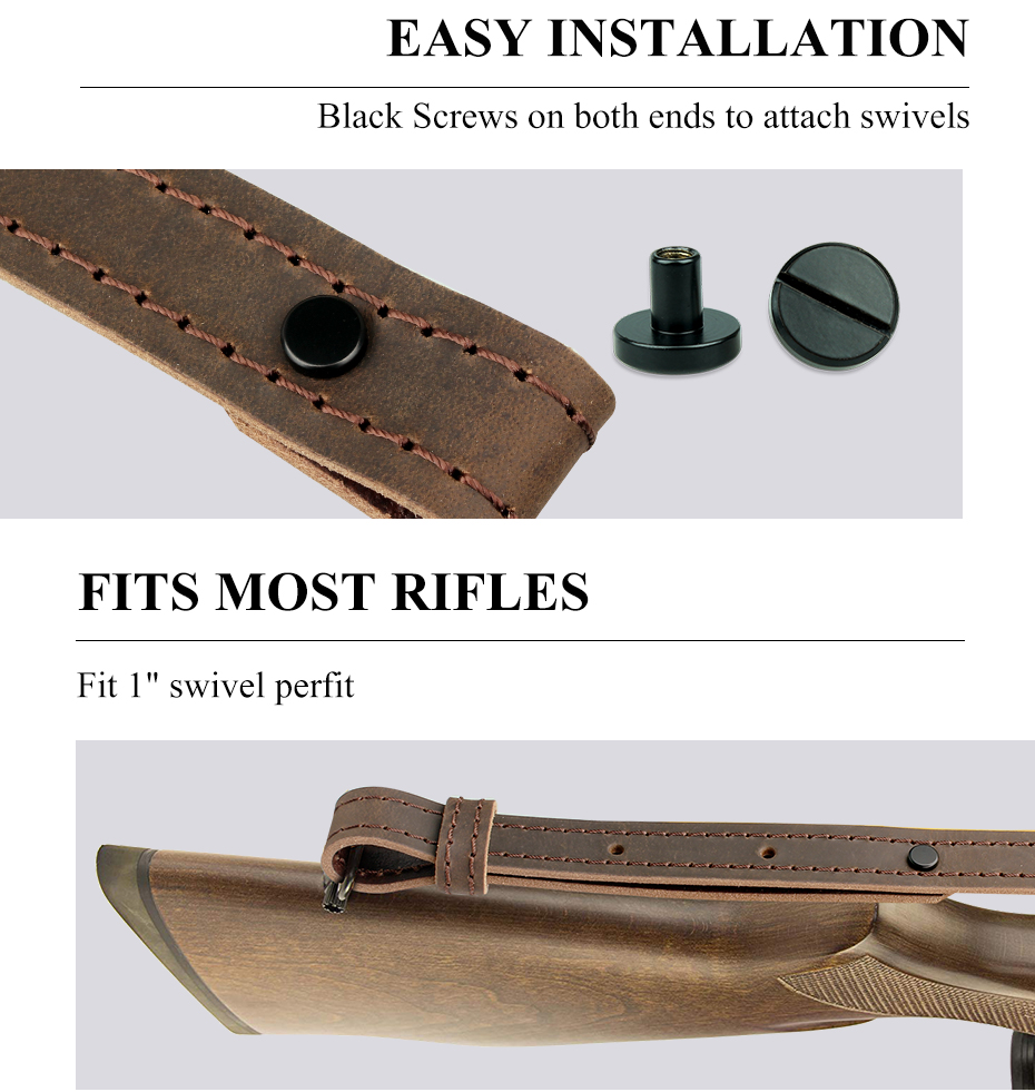 Kosibate Hunting Gun Sling Genuine Leather Rifle Sling Tactical Strap for Shotgun Military Accessories Gun Slings