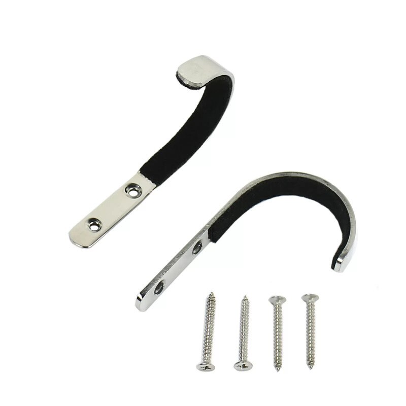 2 Pieces Wall Mounted Storage Rack J-Hook Rifle Shot gun Hung Up Hangers Set Anti-Scratch Stainless Steel Gun Hook