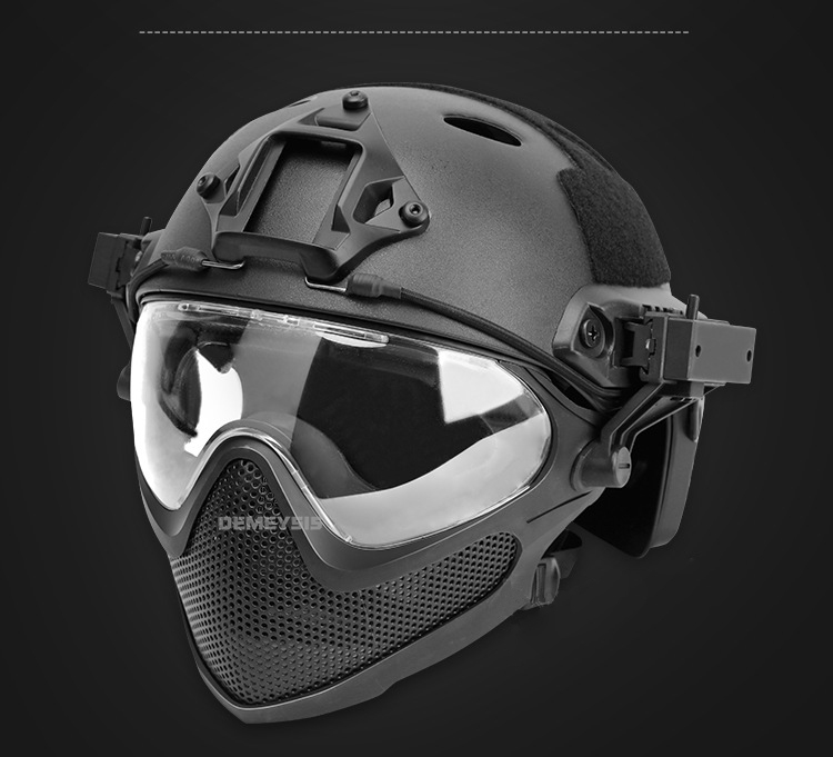 Outdoor Airsoft Paintball Helmet with Goggles FAST PJ Helmets CS Game Full Face Protection