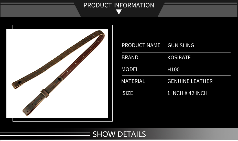 Kosibate Hunting Gun Sling Genuine Leather Rifle Sling Tactical Strap for Shotgun Military Accessories Gun Slings