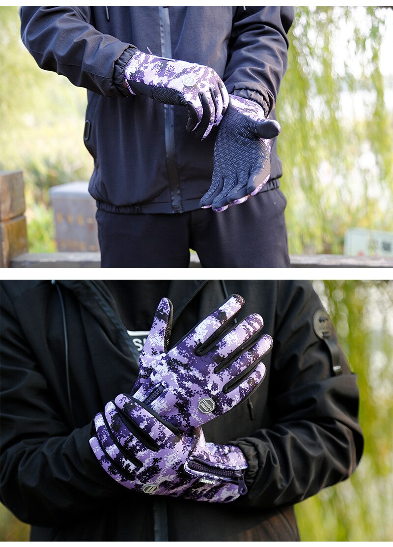 wholesale Outdoor Winter Cycling Touch Screen Camouflage Gloves Men Women Fleece Windproof And Warm Sports Gloves For Hiking