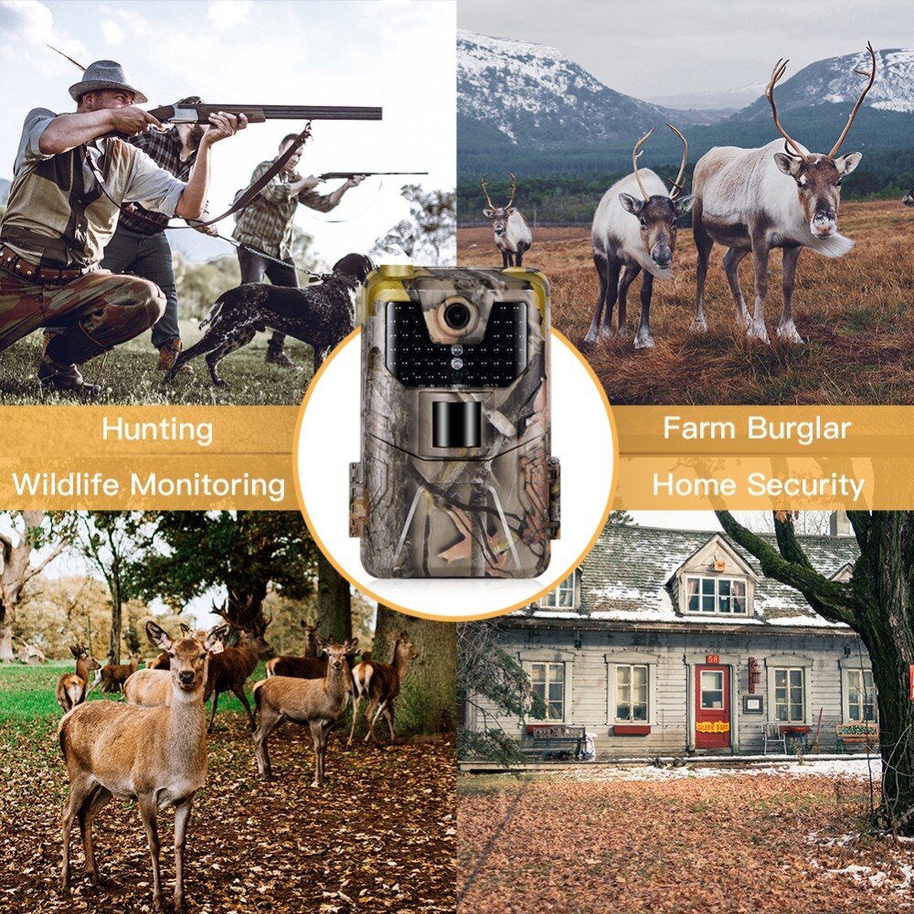 36MP 2.7K Wildlife Trail Camera Photo Traps 940nm Low Glow Night Vision Wireless Hunting Cameras HC900A Tracking Surveillance