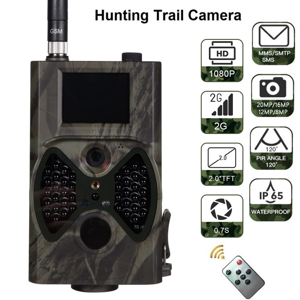 2G GSM MMS SMTP SMS Trail Camera Cellular Wildlife Wireless 16MP Hunting Cameras HC300M 1080P Night Vision  Photo Trap Tracking