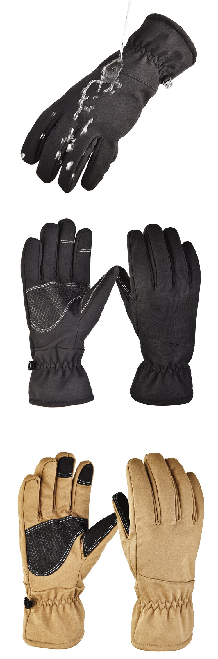 Men Women 2022 Winter Camouflage Fleece Thickened Ski Gloves Warm Non-slip Windproof And Waterproof Touch Screen Hiking Glove