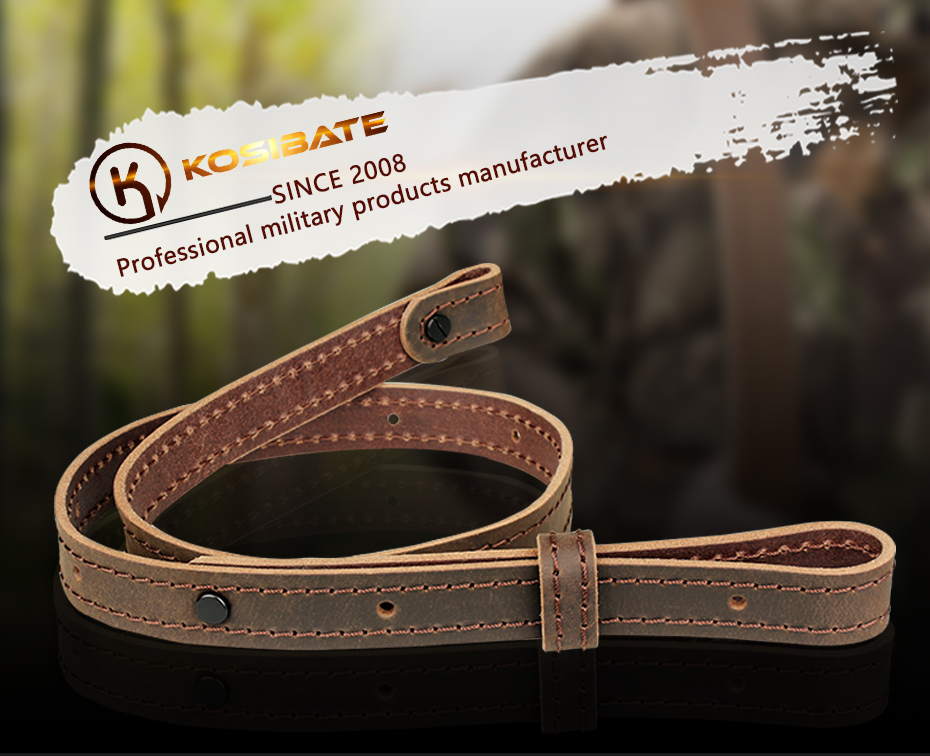 Kosibate Hunting Gun Sling Genuine Leather Rifle Sling Tactical Strap for Shotgun Military Accessories Gun Slings