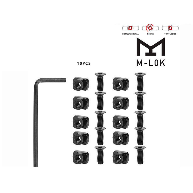 10 Pack M-LOK Screws and Nut Replacement for MLOK Handguard Rail Sections Keymod  Screws Tactical Hunting Accessories
