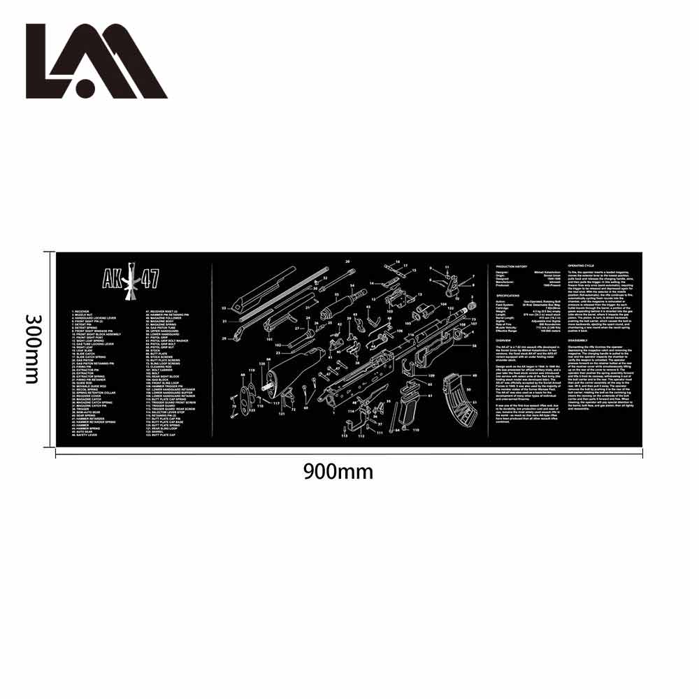 AR15 AK47 Gun Cleaning Rubber Mat With Parts Diagram and Instructions Armorers Bench Mat Mouse Pad for Glock SIG P226 P229