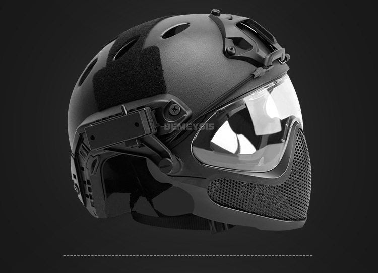 Outdoor Airsoft Paintball Helmet with Goggles FAST PJ Helmets CS Game Full Face Protection