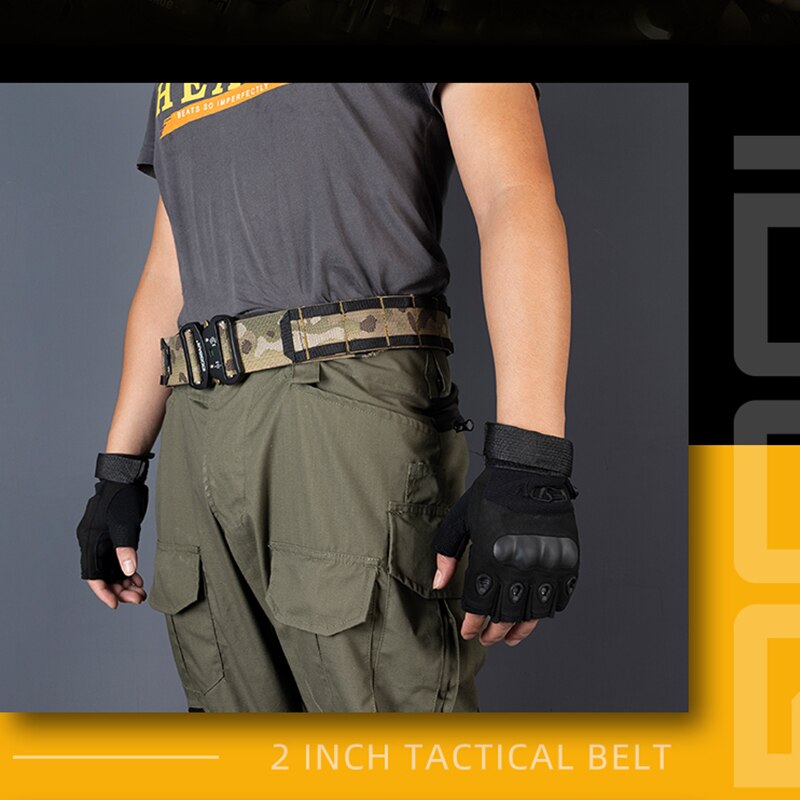 2 Inch Tactical Belt, Metal Buckle, Canvas Tactical One-Piece Girdle for Outdoor Hunting