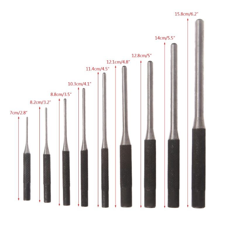 9Pcs Professional Durable Steel Roll Pin Punch Set Tools Kit for Removing Gun Bolt Catch Roll Up Case