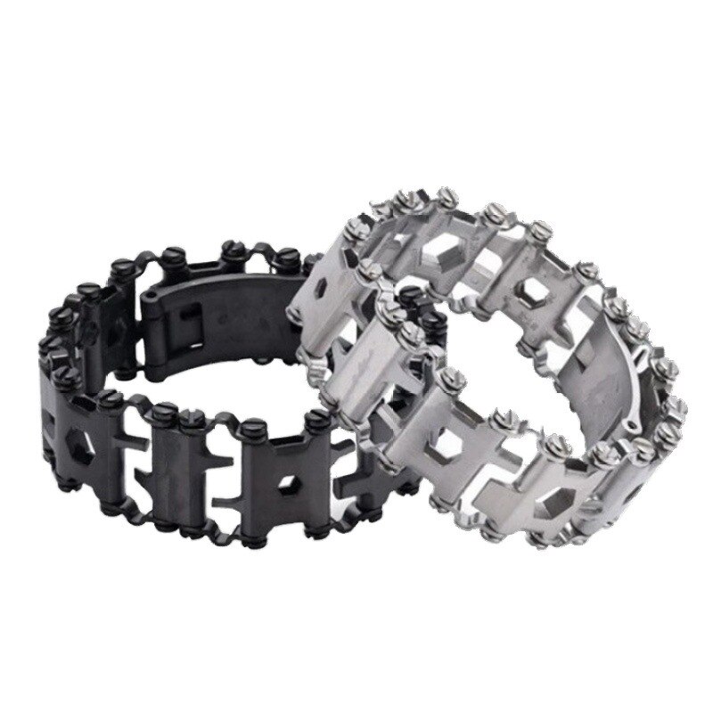 Outdoor Tool Multifunction Tool Bracelet Tread Bracelet Stainless Steel Bolt Driver Tools Kit Wearable Hiking Accessory 29 in 1