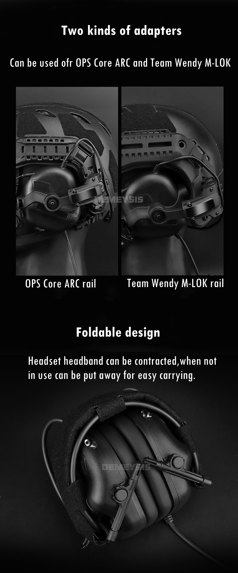 Outdoor Hunting Headset Communication Shooting CS Tactical Combat Headphone for OPS Core ARC and Wendy M-LOK Helmet Rails