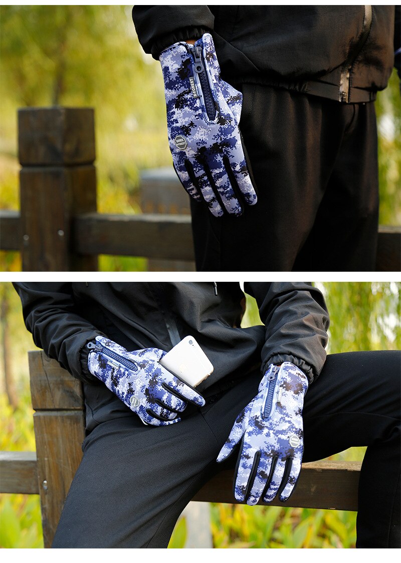 wholesale Outdoor Winter Cycling Touch Screen Camouflage Gloves Men Women Fleece Windproof And Warm Sports Gloves For Hiking