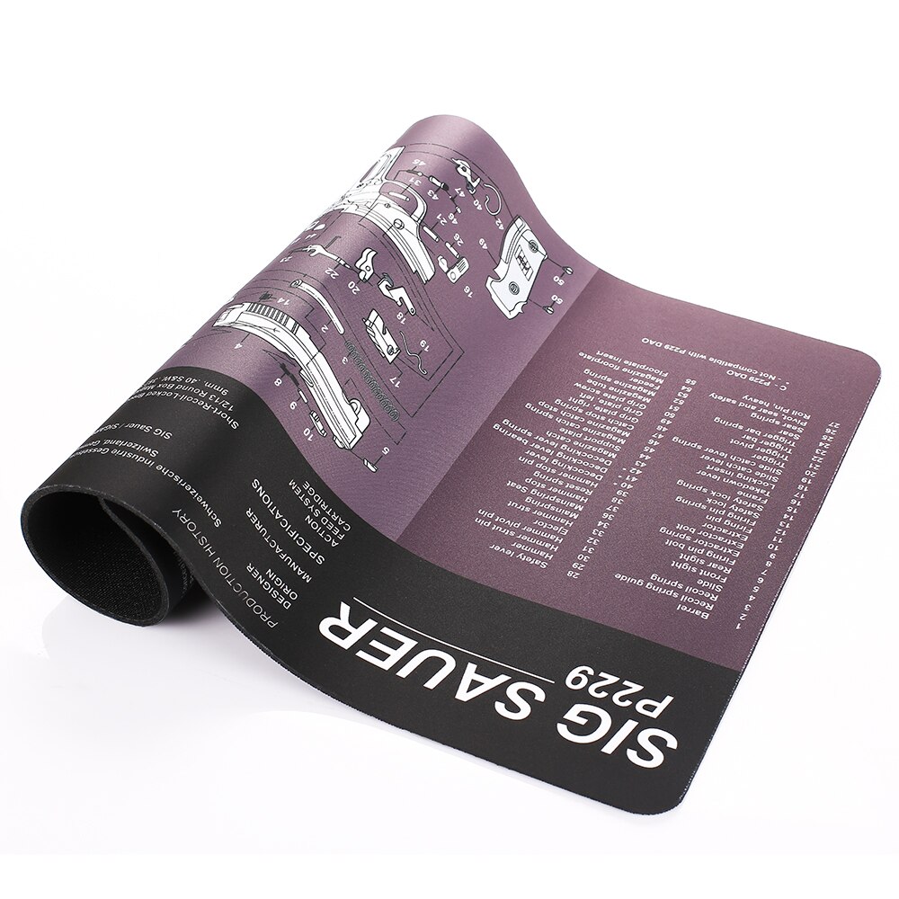 P226 P229 XD 1911 Glock Gun Cleaning Rubber Mat 17″x11″ With Parts Diagram and Instructions Armorers Bench Mat Mouse Pad